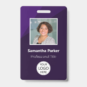 Tarjeta De Identificación Empleado Personalizado púrpura - ID de foto, logot