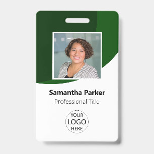 Tarjeta De Identificación Empleado personalizado verde - Foto, logotipo, cód
