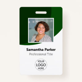 Tarjeta De Identificación Empleado Personalizado verde - Foto, logotipo, cód
