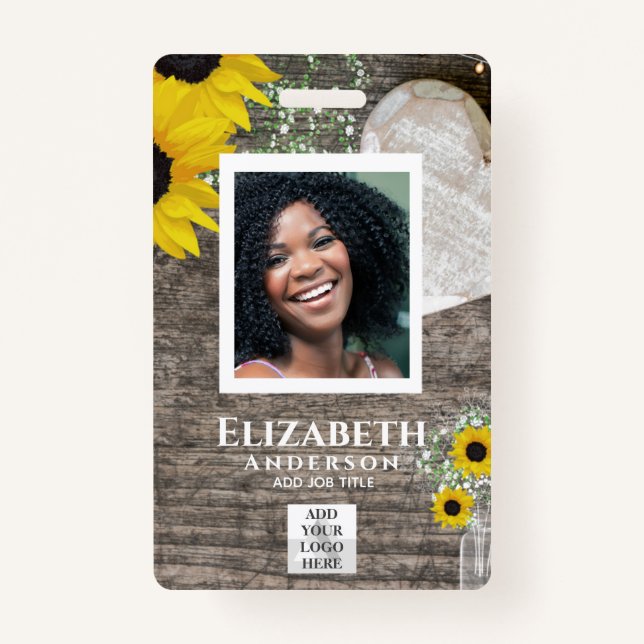 Tarjeta De Identificación EMPLEADOR FOTO BADGE QR Código Código de barras gi (Anverso)