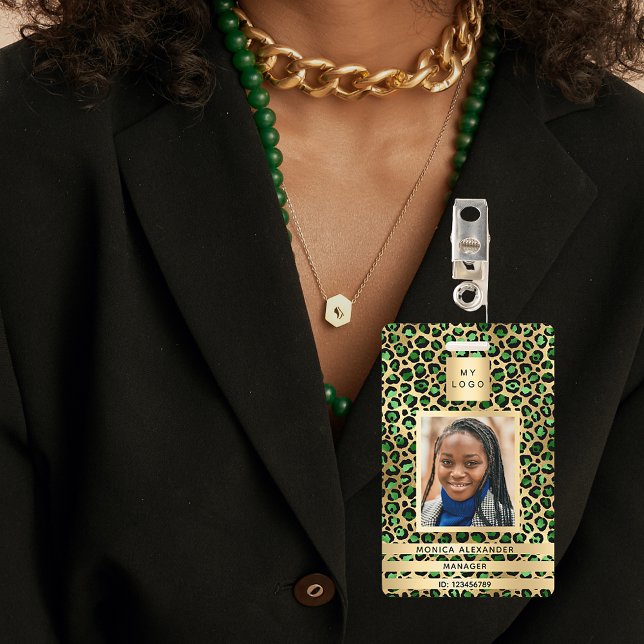 Tarjeta De Identificación Empresa de fotografía de leopardo verde esmeralda (Subido por el creador)