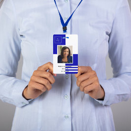 Tarjeta De Identificación Empresa de fotografía de perfil azul real
