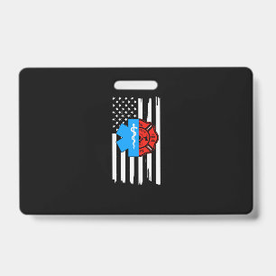 Tarjeta De Identificación Emt Firefighter American Flag Distressed.Png