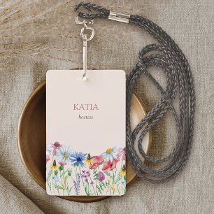 Tarjeta De Identificación Encanto de Flor Silvestre Nombre Floral Campestre