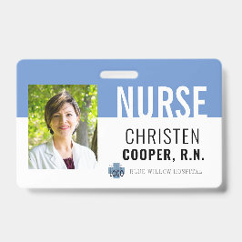 Tarjeta De Identificación Enfermera azul minimalista RN Hospital Foto ID