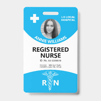 Tarjeta De Identificación Enfermera caduceus inscrita y logotipo de identifi