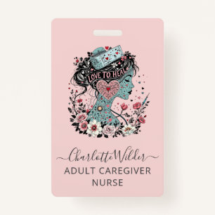 Tarjeta De Identificación Enfermera Caregiver Rubor Pink