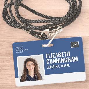 Tarjeta De Identificación Enfermera con logotipo rectangular Foto Id. de cód