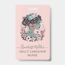 Tarjeta De Identificación Enfermera Cuidadora Rosa Rubor