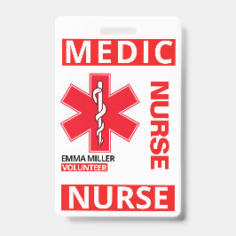 Tarjeta De Identificación Enfermera de impresión médica roja Nombre personal