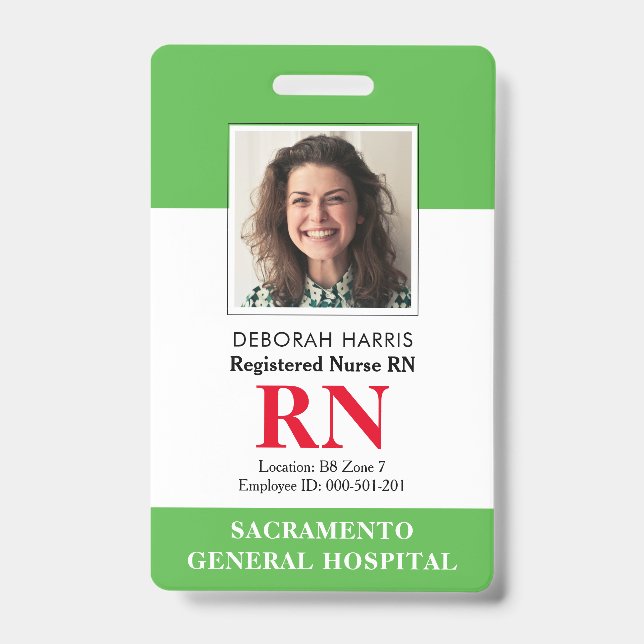 Tarjeta De Identificación Enfermera de RN moderna (Parte frontal)