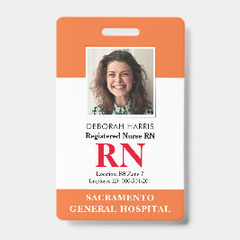 Tarjeta De Identificación Enfermera de RN moderna