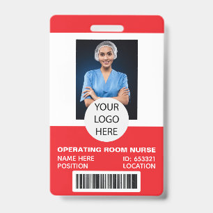 Tarjeta De Identificación Enfermera de Sala de Operaciones Médicas Foto ID