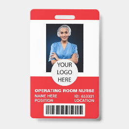 Tarjeta De Identificación Enfermera de Sala de Operaciones Médicas Foto ID