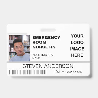 Tarjeta De Identificación Enfermera de Urgencias RN ID con Logo del Hospital