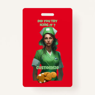 Tarjeta De Identificación Enfermera divertida que la hace Thunder_Cove