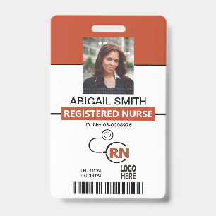 Tarjeta De Identificación Enfermera inscrita RN foto de terracota Badge