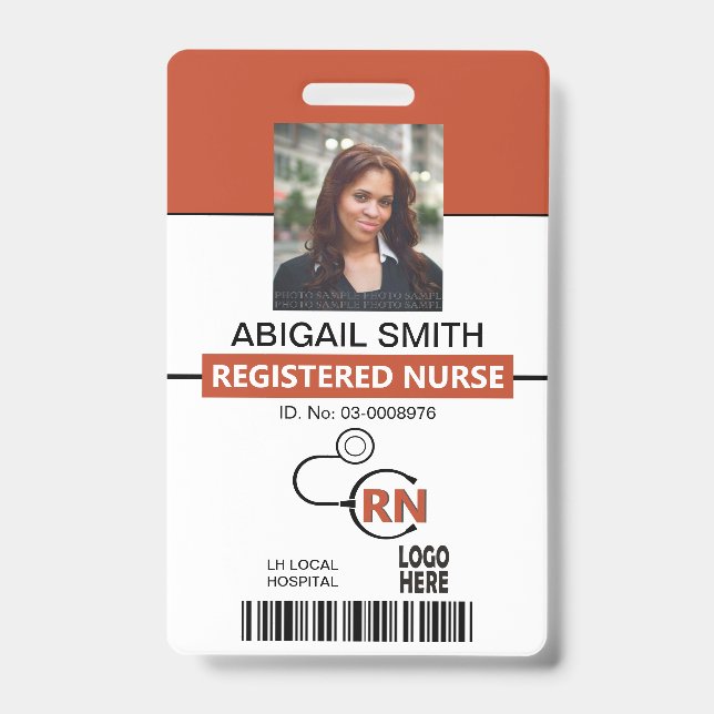 Tarjeta De Identificación Enfermera inscrita RN foto de terracota Badge (Parte frontal)