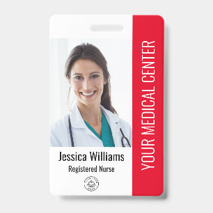 Tarjeta De Identificación Enfermera inscrita RN ID de empleado rojo