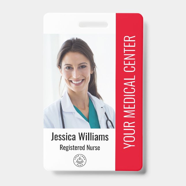 Tarjeta De Identificación Enfermera inscrita RN ID de empleado rojo (Parte frontal)