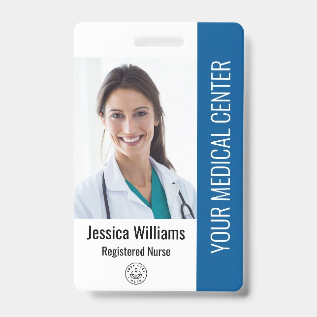 Tarjeta De Identificación Enfermera inscrita RN Id Empleado Azul (Parte frontal)