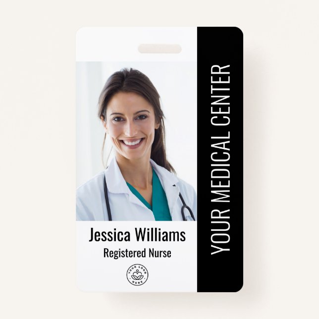 Tarjeta De Identificación Enfermera inscrita RN Id Empleado Negro (Anverso)