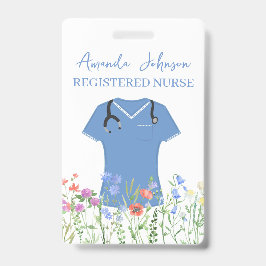 Tarjeta De Identificación Enfermera personalizada RN LPN NP Blue Scrubs