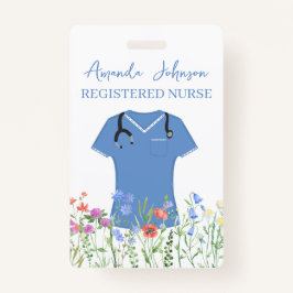 Tarjeta De Identificación Enfermera personalizada RN LPN NP Blue Scrubs