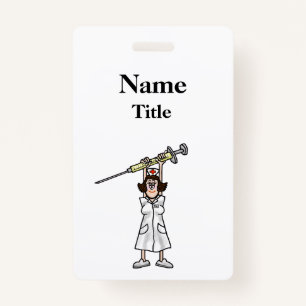 Tarjeta De Identificación Enfermera Personalizado con Personalizar Syringe B