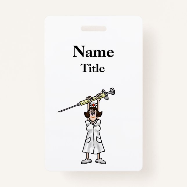 Tarjeta De Identificación Enfermera Personalizado con Personalizar Syringe B (Anverso)