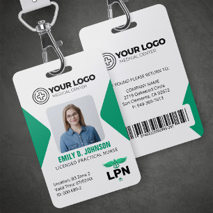 Tarjeta De Identificación Enfermera Práctica Licenciada LPN Logo Foto y Códi