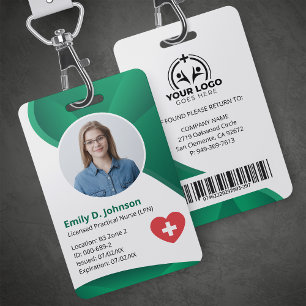 Tarjeta De Identificación Enfermera Práctica Licenciada Moderna Verde LPN