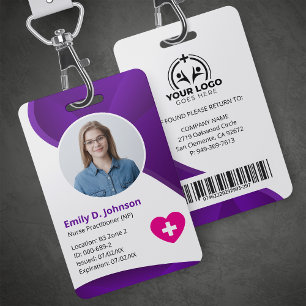 Tarjeta De Identificación Enfermera Practicante Moderna de Morado NP