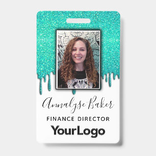 Tarjeta De Identificación Enfermera Profesional CNA Brillante Purpurina Foto