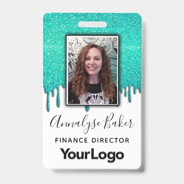 Tarjeta De Identificación Enfermera Profesional CNA Brillante Purpurina Foto (Parte frontal)