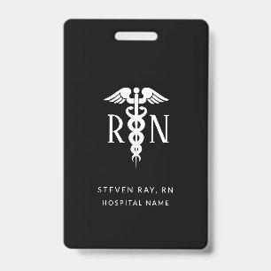 Tarjeta De Identificación Enfermera Registrada Caduceo Médico ID Personaliza