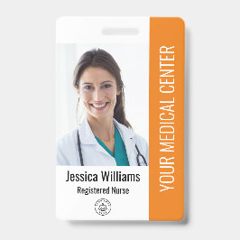 Tarjeta De Identificación Enfermera Registrada RN ID de Empleado Naranja