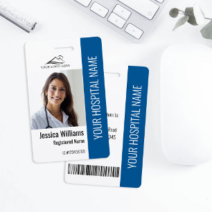 Tarjeta De Identificación Enfermera Registrada RN ID de Foto Médico Azul Tra