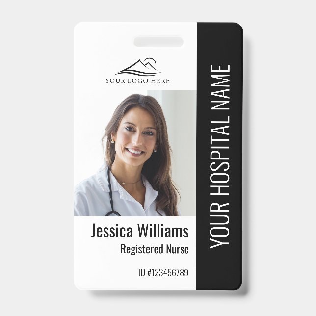 Tarjeta De Identificación Enfermera Registrada RN ID de Foto Médico Trabajo (Parte frontal)
