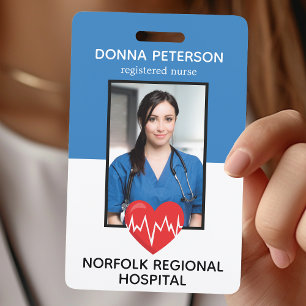 Tarjeta De Identificación Enfermera Registrada RN Identificación Médica Azul