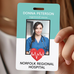 Tarjeta De Identificación Enfermera Registrada RN Identificación Médica Teal