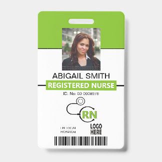 Tarjeta De Identificación Enfermera registrada RN plantilla de foto verde li
