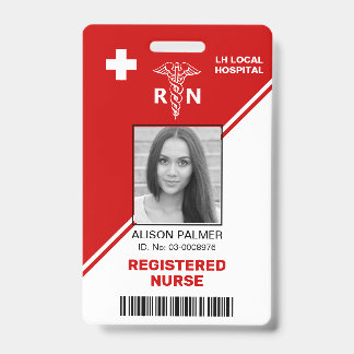 Tarjeta De Identificación Enfermera registrada RN triángulos rojos geométric
