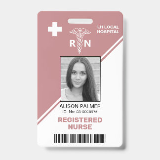 Tarjeta De Identificación Enfermera registrada triángulo rosa polvoriento ge