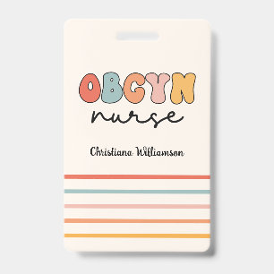 Tarjeta De Identificación Enfermera Retro Personalizada de OBGYN
