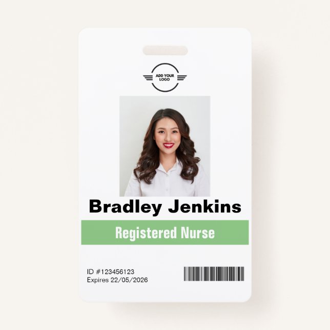 Tarjeta De Identificación Enfermera vertical registrada RN Nombre logotipo d (Anverso)