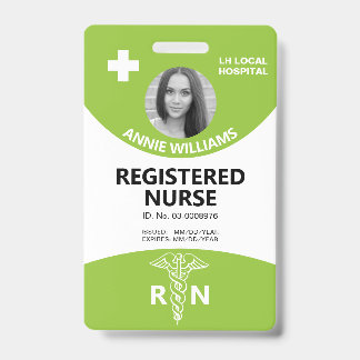 Tarjeta De Identificación Enfermero de enfermería caduceus registrado y logo