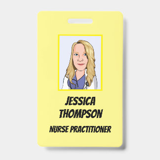 Tarjeta De Identificación Enfermero de Telemedicina Profesional Amarillo