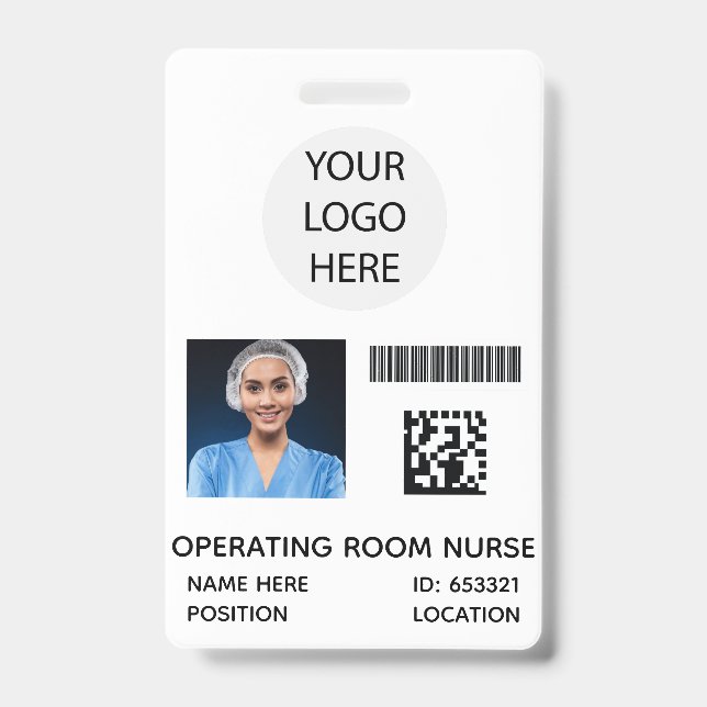 Tarjeta De Identificación Enfermero en sala de operaciones de medicina blanc (Parte frontal)