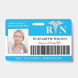 Tarjeta De Identificación Enfermero RN| Identificación fotográfica de emplea